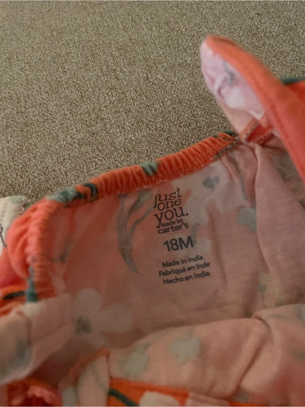 Carter's Coral & White Floral Girls Romper and Bodysuit Set